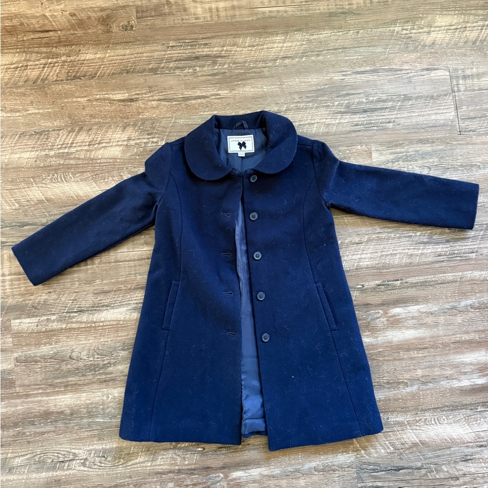 Janie and Jack Navy Blue Pea Coat with Bow